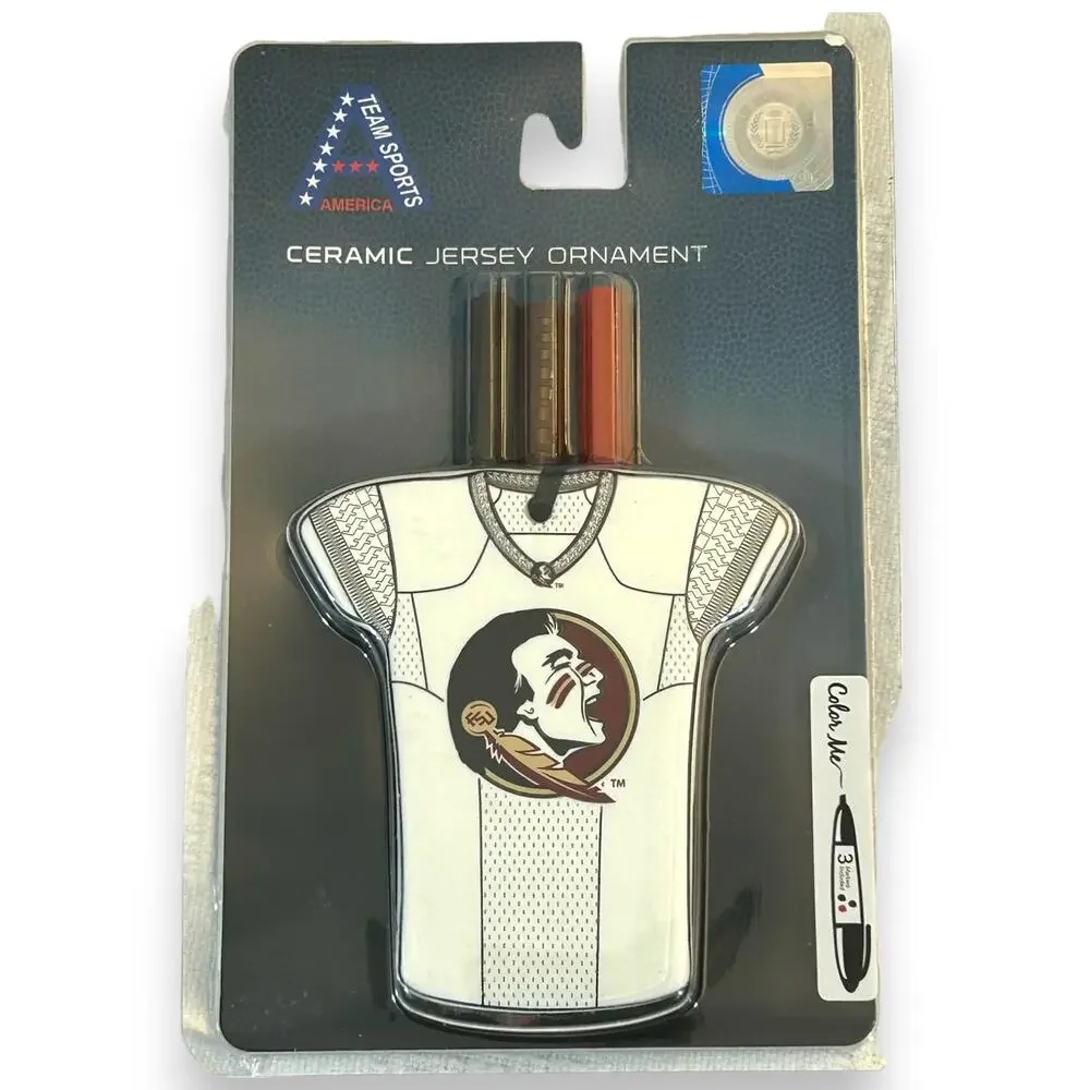Florida State Seminoles Ceramic Jersey Color Me Ornament With Markers FSU TSA